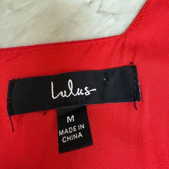 Lulus linen blend Feel the Sunshine Red Tassel Mini Dress size M - Picture 8 of 12